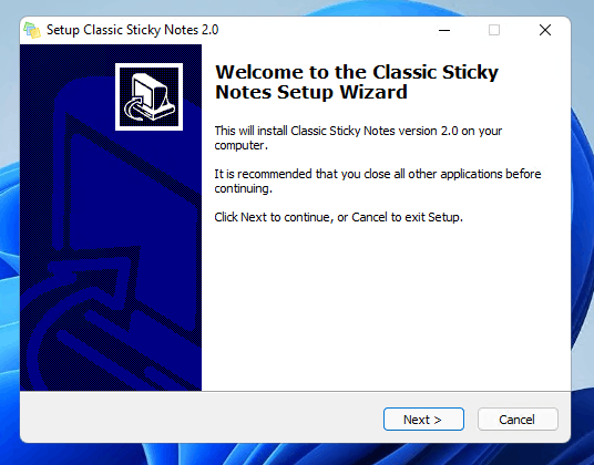 Classic Sticky Notes installer
