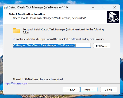 Task Manager installer, Windows 10 version