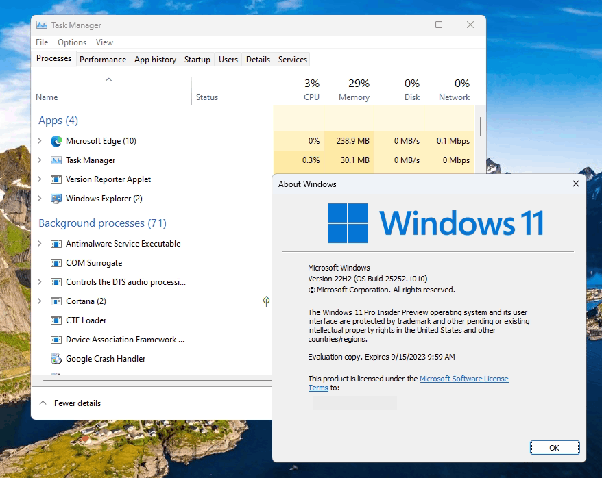Windows 10-like Task Manager running on Windows 11