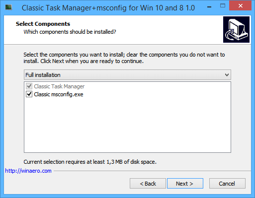 Classic Task Manager installer components